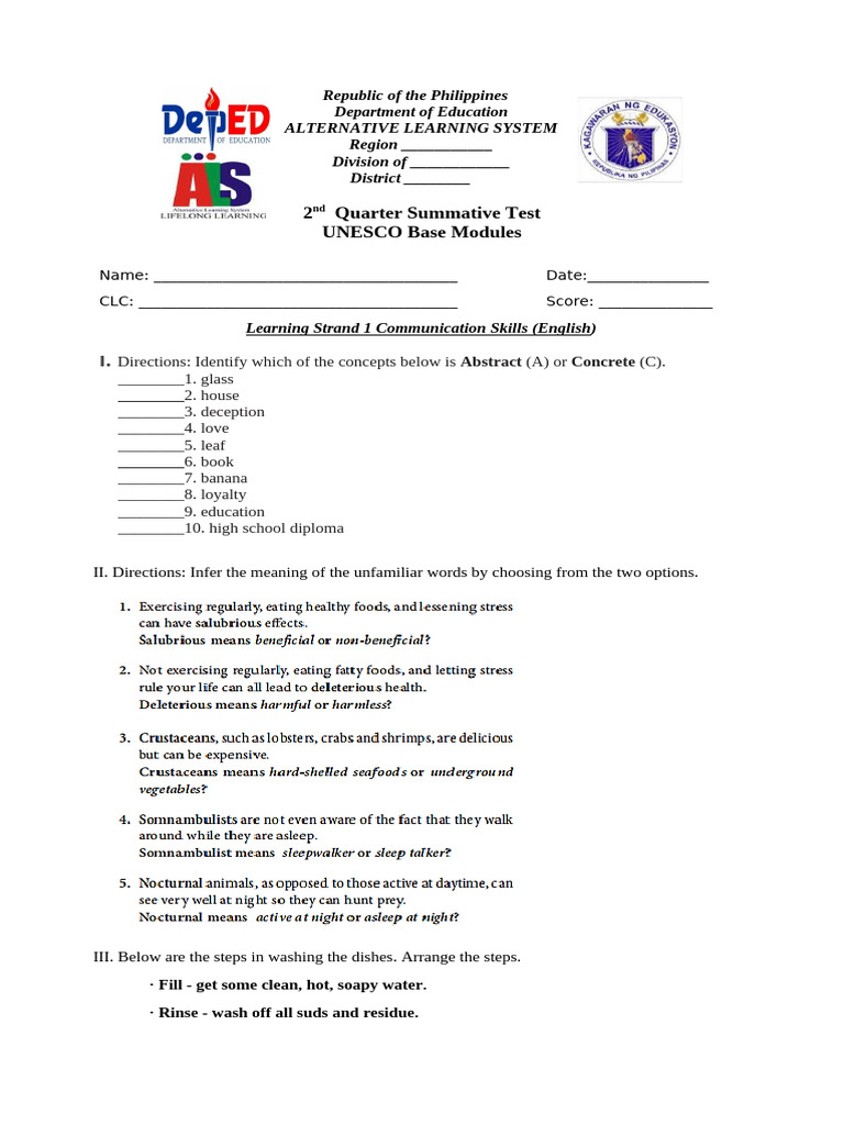 2nd Quarter Summative Test - ALS | PDF | Menstruation | Birth Control