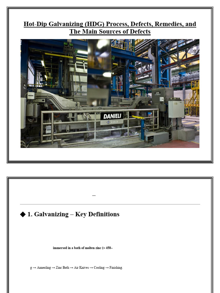 Hot-Dip Galvanizing Process & Defects | PDF | Galvanization | Zinc