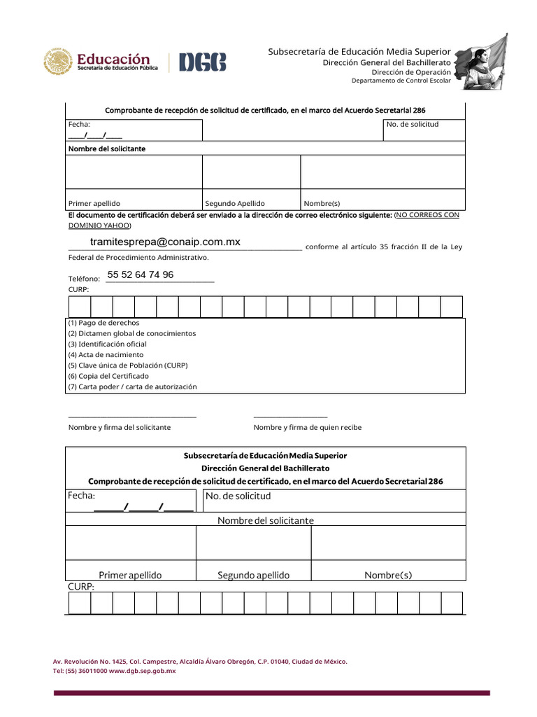 Comprobante de Solicitud de Certificado | PDF