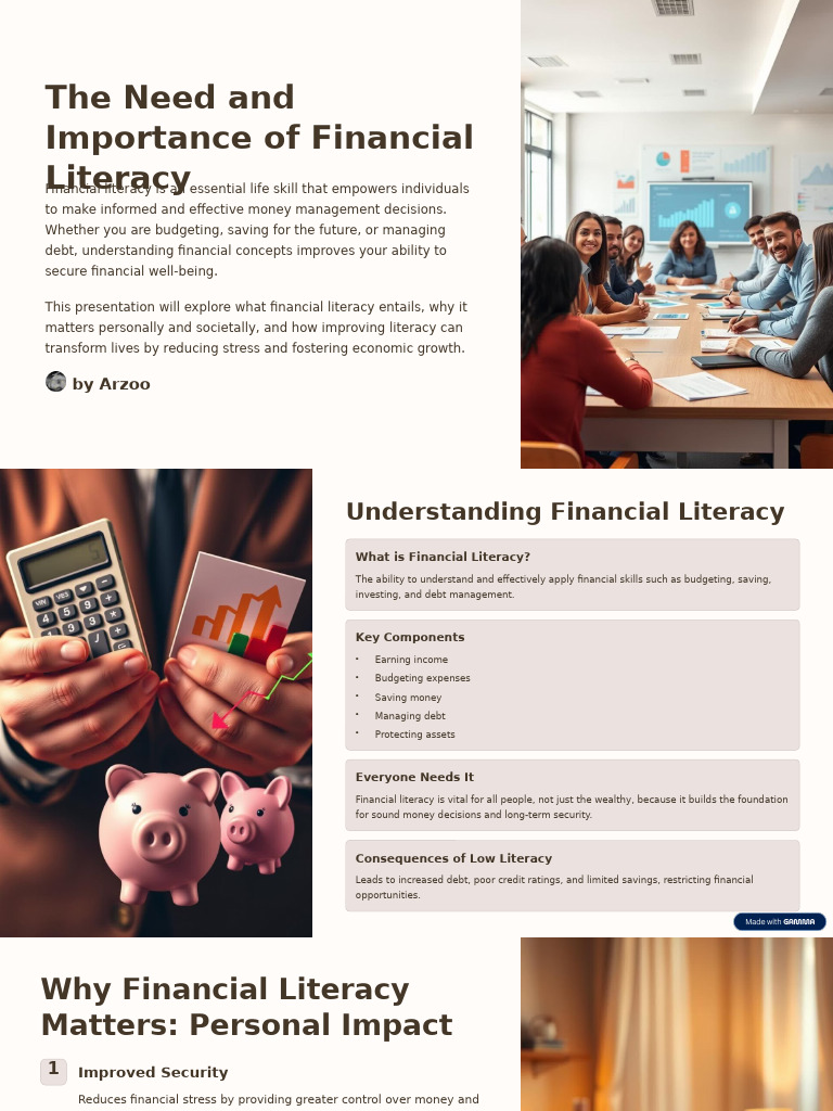 The Need and Importance of Financial Literacy | PDF | Literacy ...