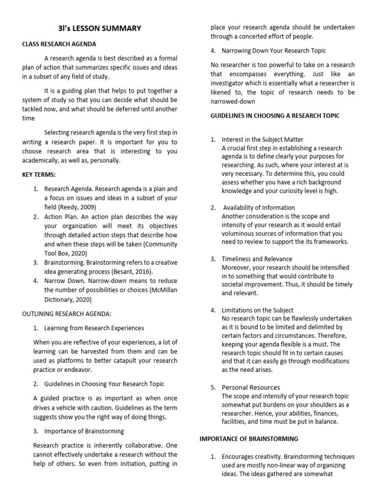 3IS-WEEK-1-LESSON-SUMMARY | PDF | Brainstorming | Information