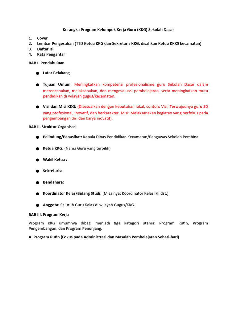 Kerangka Program Kelompok Kerja Guru | PDF