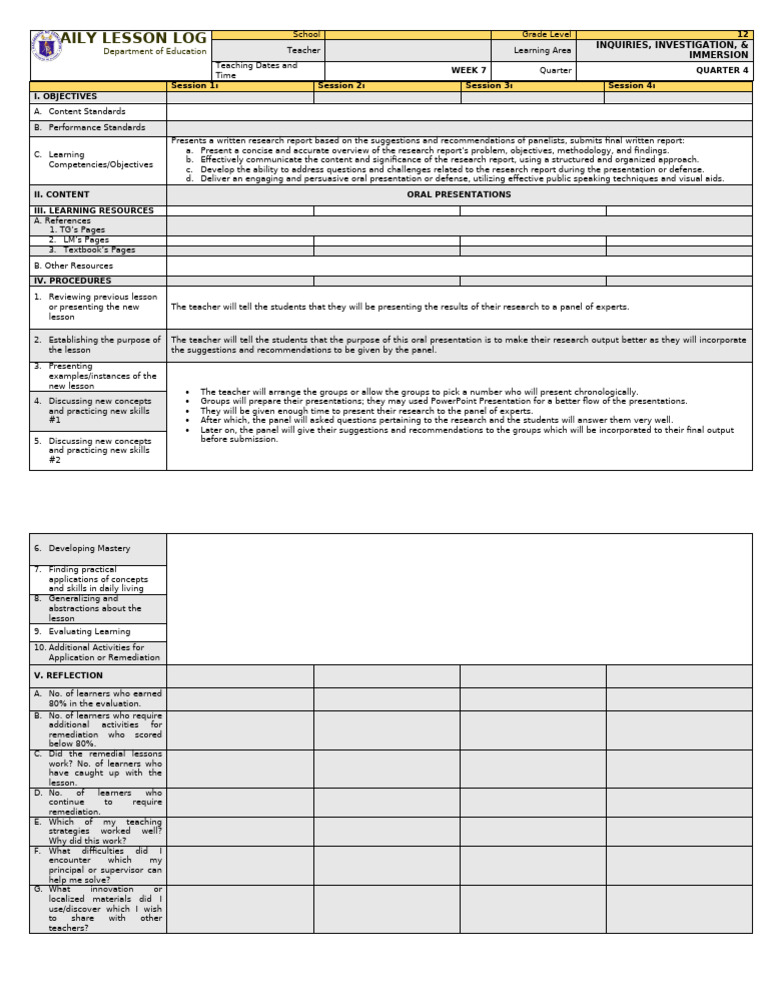 3Is-QUARTER-4-WEEK7 | PDF | Public Speaking | Teachers