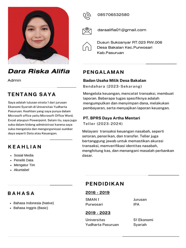 CV Dara Riska Alifia 2025 | PDF