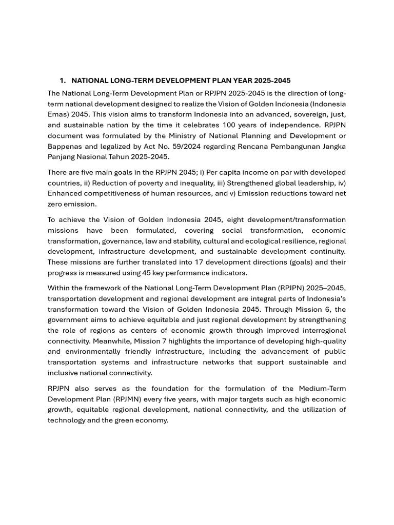 Indonesia's 2025-2045 Development Plans | PDF | Infrastructure ...