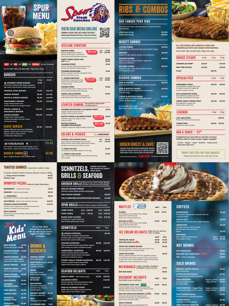 Spur Steak Ranches Menu Overview | PDF | Hamburgers | Steak