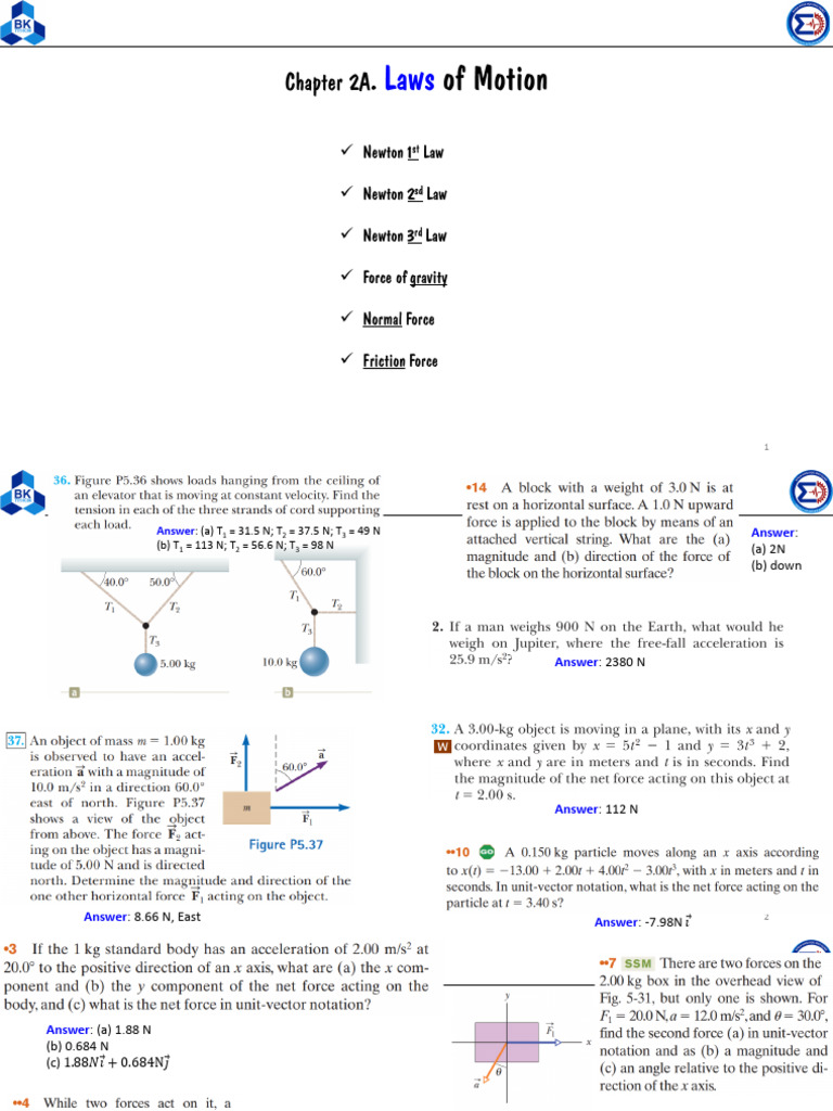 Newton's Laws and Force Exercises | PDF