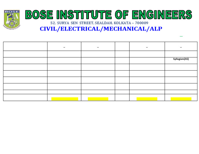 Class Schedule for Engineering Courses | PDF