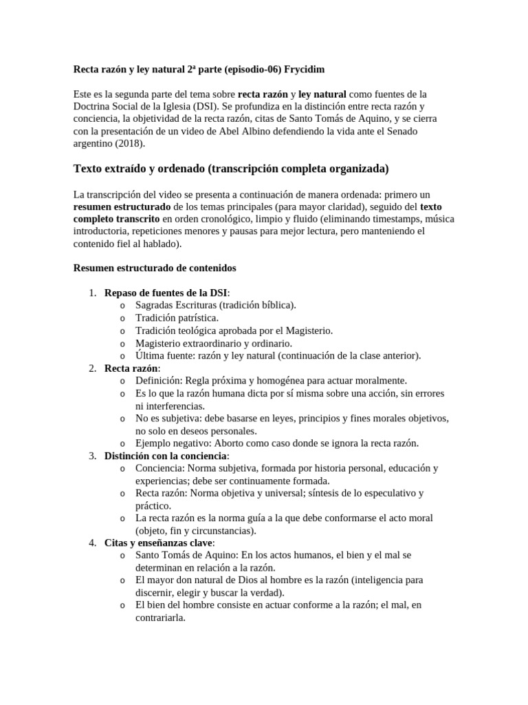 Recta Razón y Ley Natural 2 Parte | PDF | Razón | Moralidad