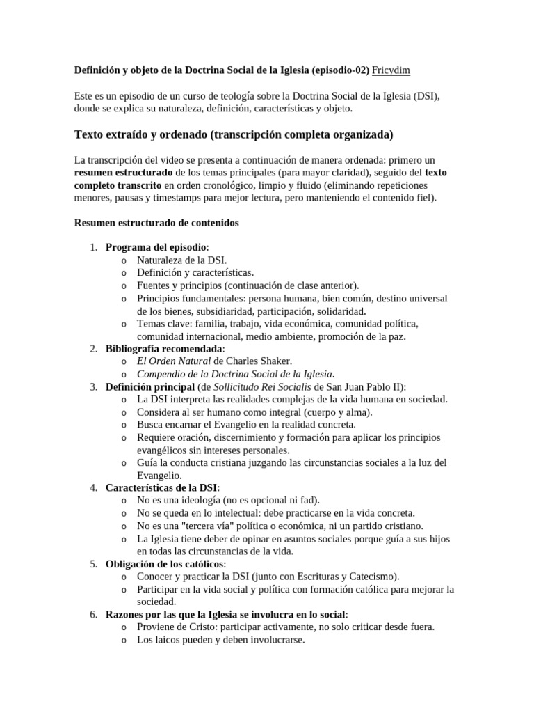 Doctrina Social de la Iglesia: Definición y Objetivo | PDF | Iglesia ...