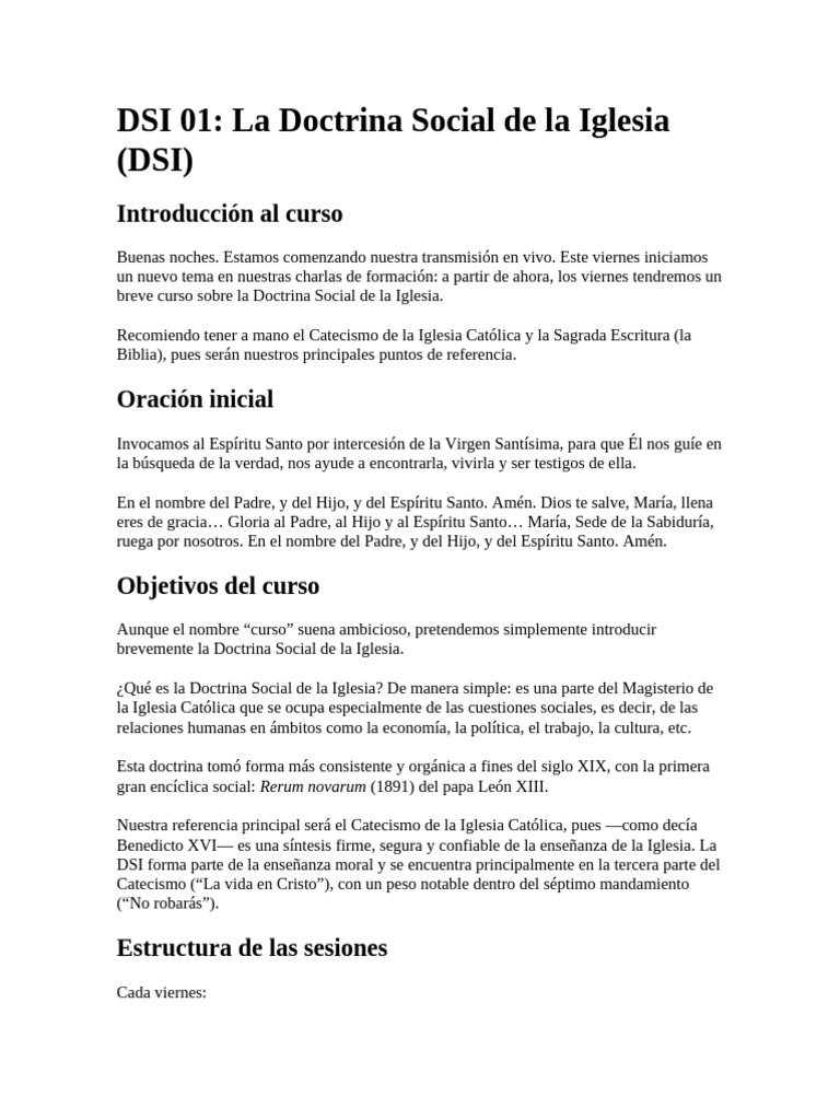 Introducción a la Doctrina Social de la Iglesia | PDF | Doctrina social ...