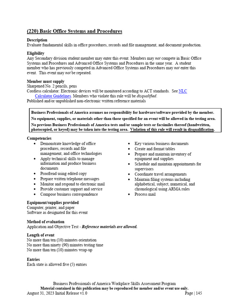 Basic Office Skills Assessment Guide | PDF | Computing