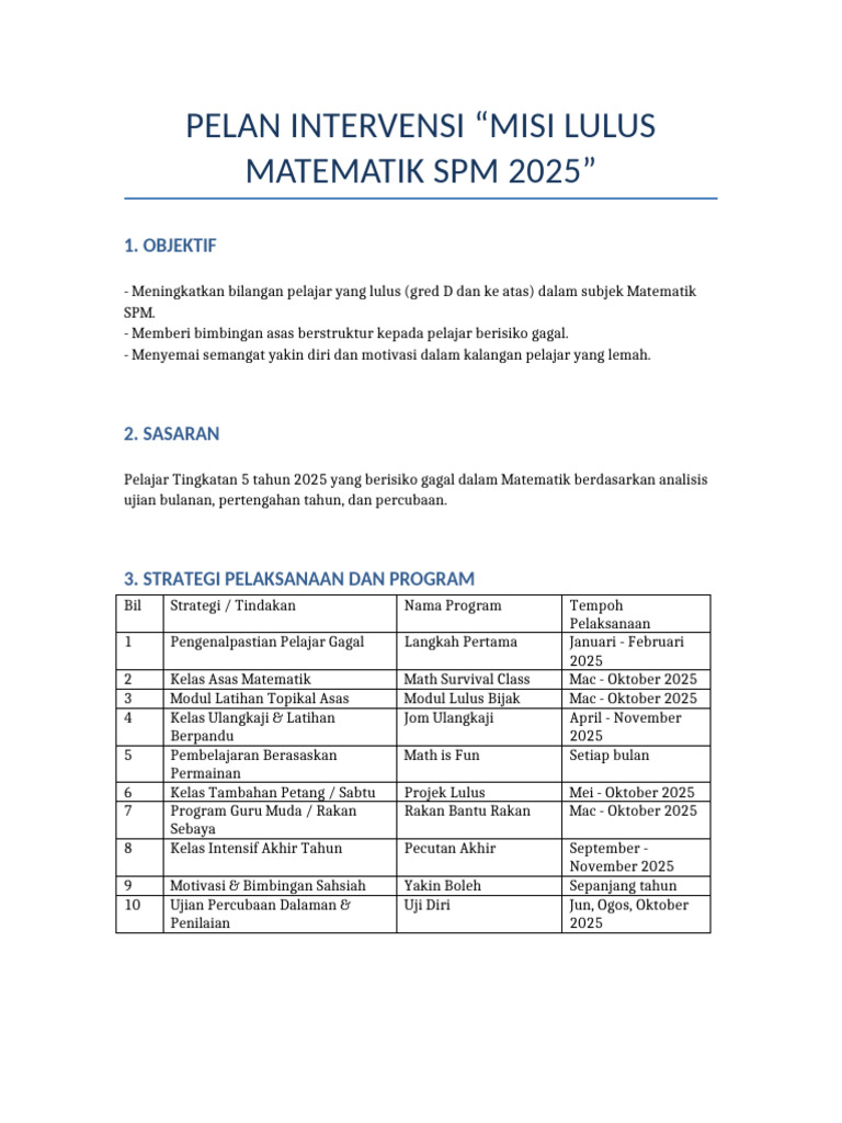 Strategi Lulus Matematik SPM 2025 | PDF