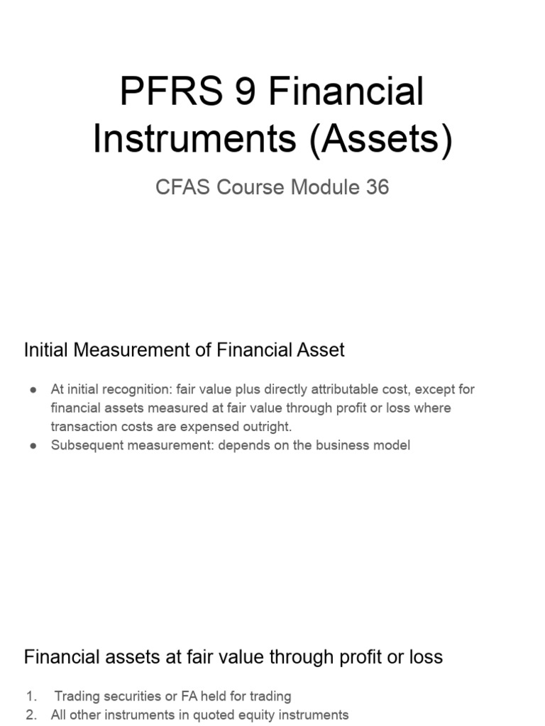PFRS 9 Financial Asset Measurement Guide | PDF | Debt | Fair Value