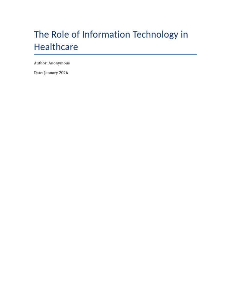 The Role of Information Technology in Healthcare Scribd 10page | PDF