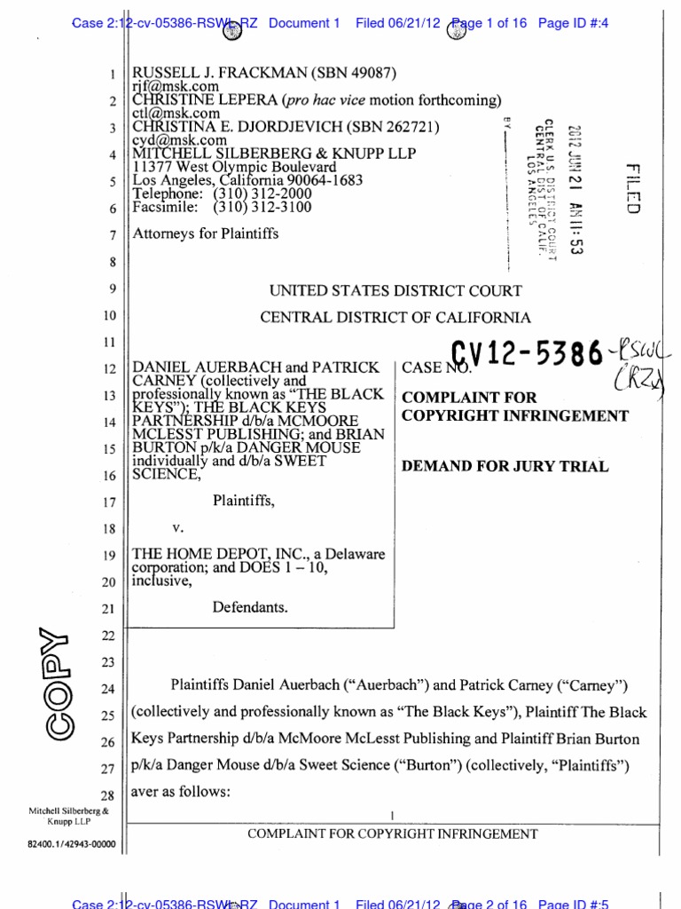 Black Keys Sue Home Depot and Pizza Hut Over Songs in Ads Download