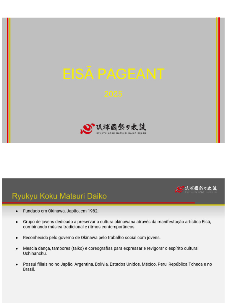 Eisā Pageant 2025: Cultura Okinawana no Brasil | PDF | Brasil