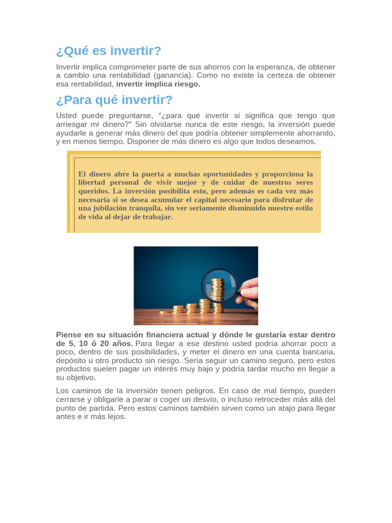 Guía básica sobre invertir y sus beneficios | PDF