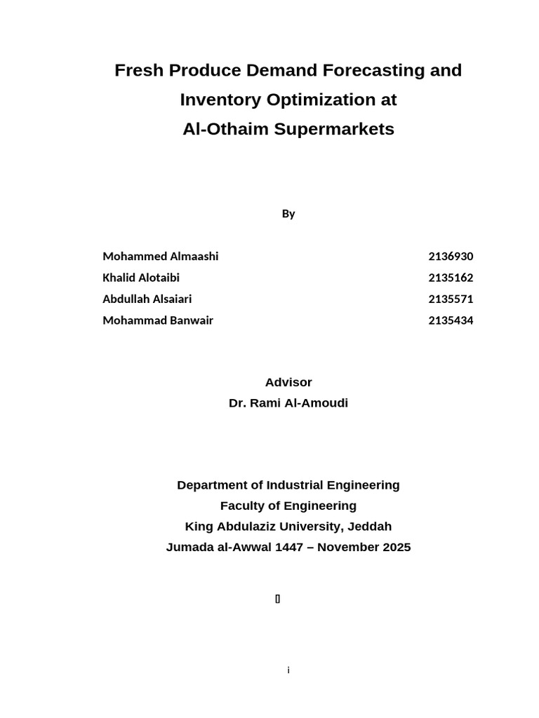 Fresh Produce Demand Forecasting and Inventory Optimization at Al (1 ...