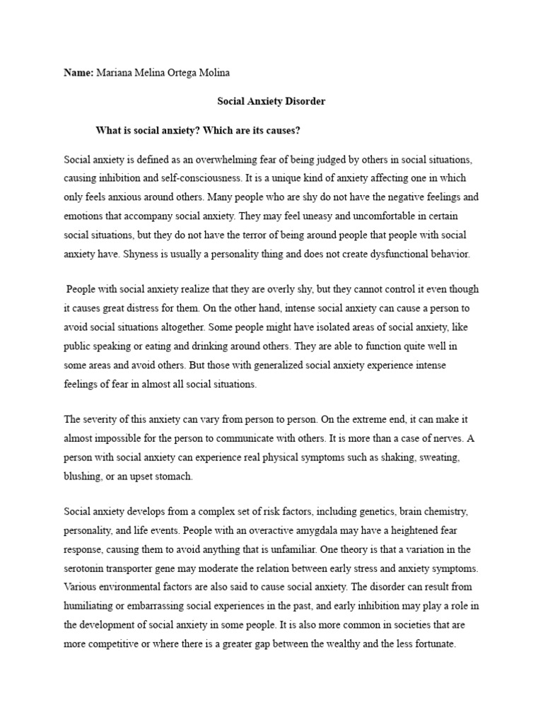 Social Anxiety Disorder | PDF | Social Anxiety | Anxiety