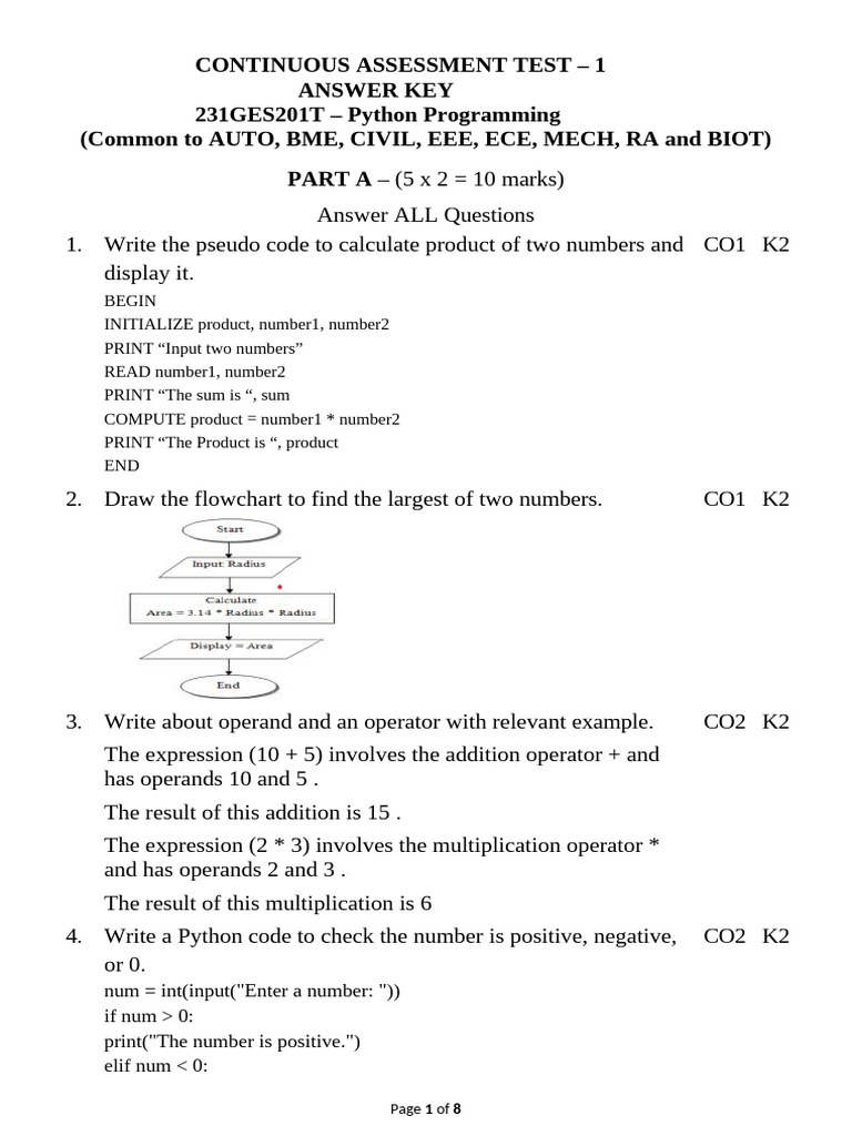 Python Programming Assessment Answers | PDF | Area | Computer Programming