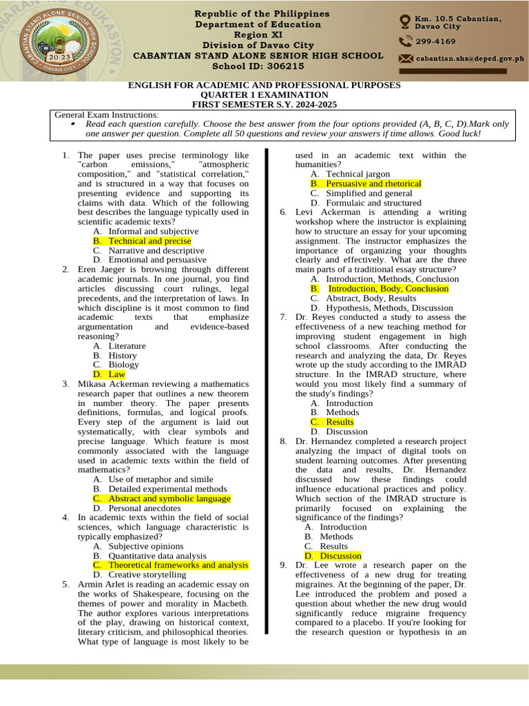 EAPP exam q1 Final Break hahah | PDF | Climate Change | Narrative