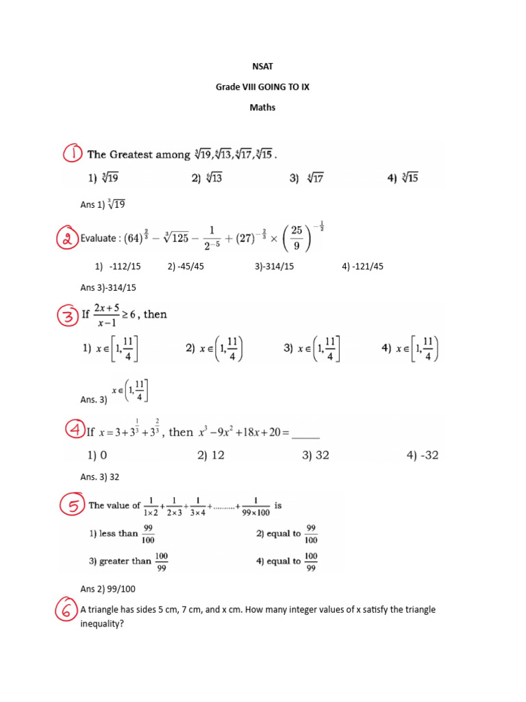Nsat Maths Ix | PDF