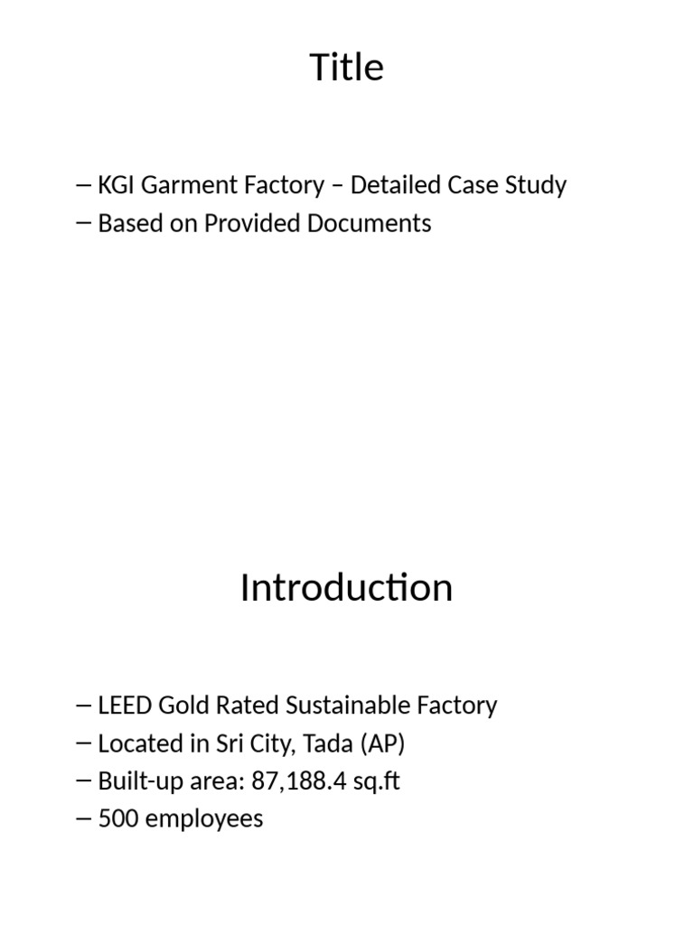 KGI Garment Factory: Sustainable Case Study | PDF