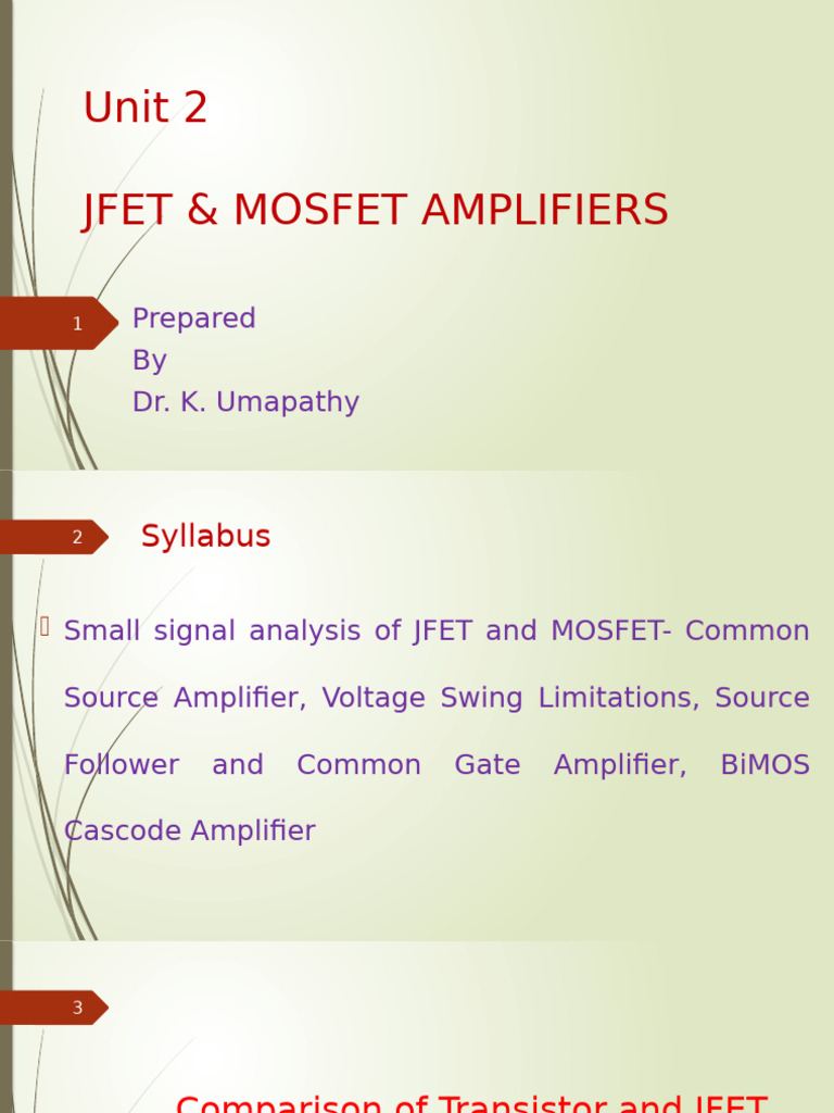 JFET & MOSFET Amplifiers Overview | PDF | Amplifier | Field Effect ...