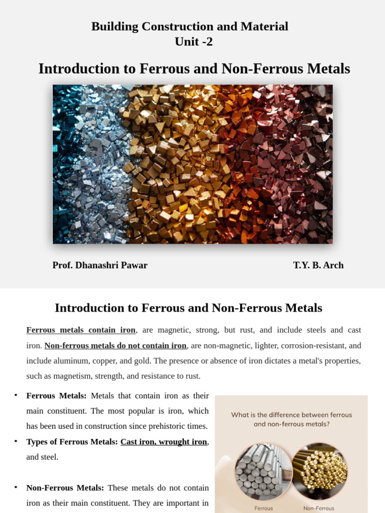 Ferrous vs Non-Ferrous Metals Overview | PDF | Cast Iron | Iron