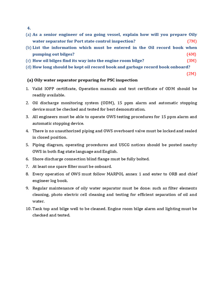 Oily Water Separator PSC Inspection Guide | PDF