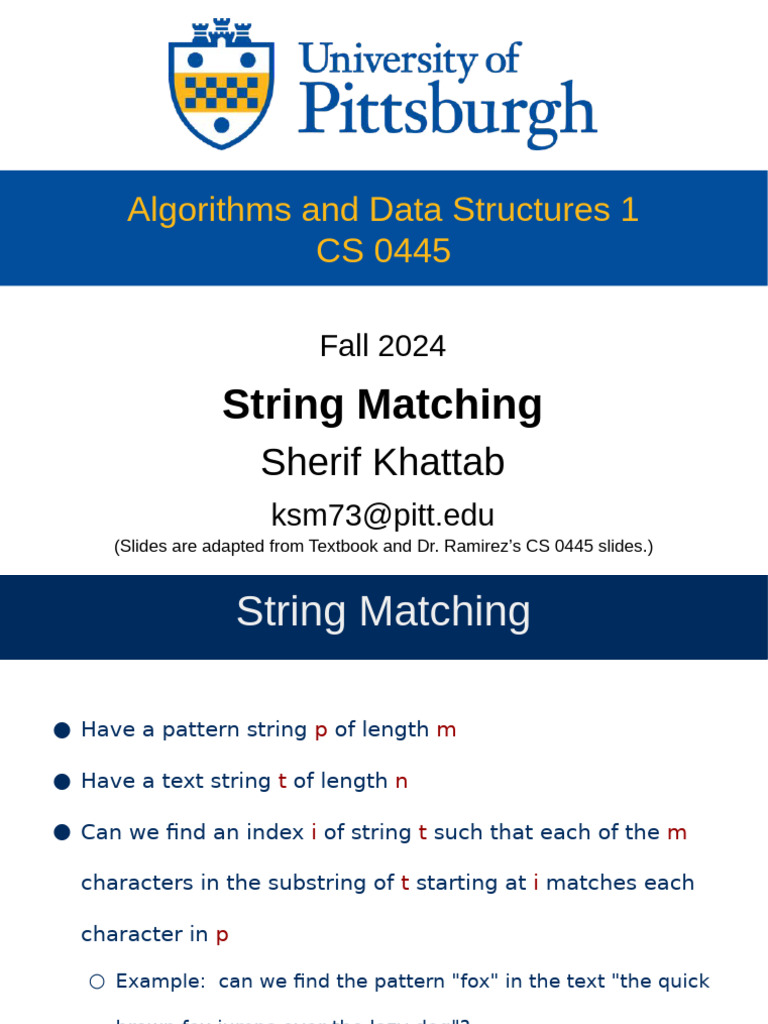 String Matching Algorithms Overview | PDF | Computer Programming ...