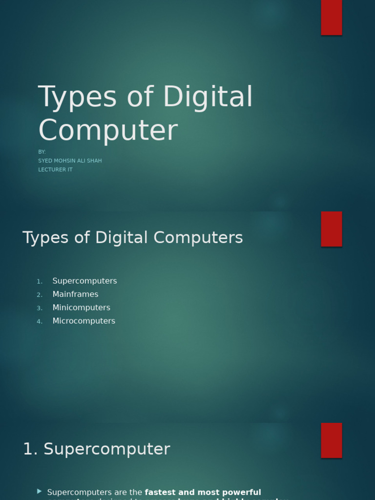 Types of Digital Computers Explained | PDF | Mainframe Computer ...
