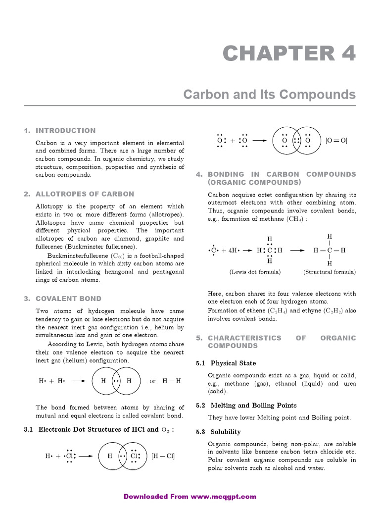 Carbon and Its Compounds | PDF | Alkene | Alkane
