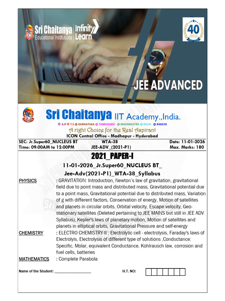 JEE Advanced 2021 Physics Chemistry Math Paper | PDF | Physical Sciences