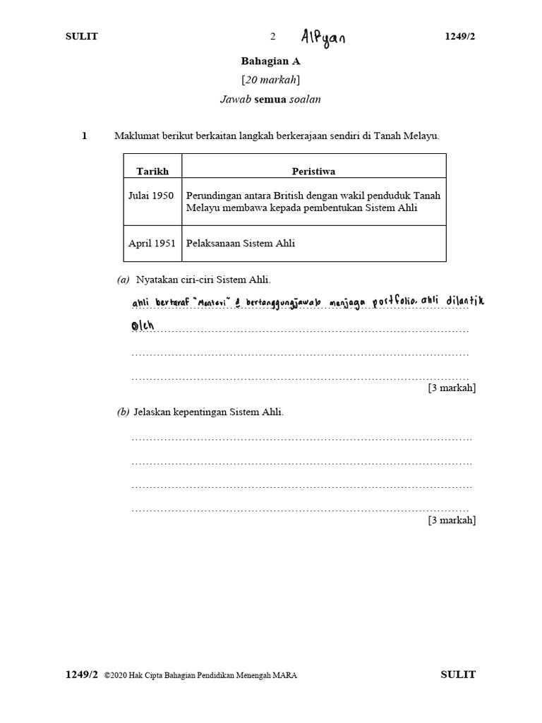 Soalan Kertas 2 Sem 2 2020 | PDF