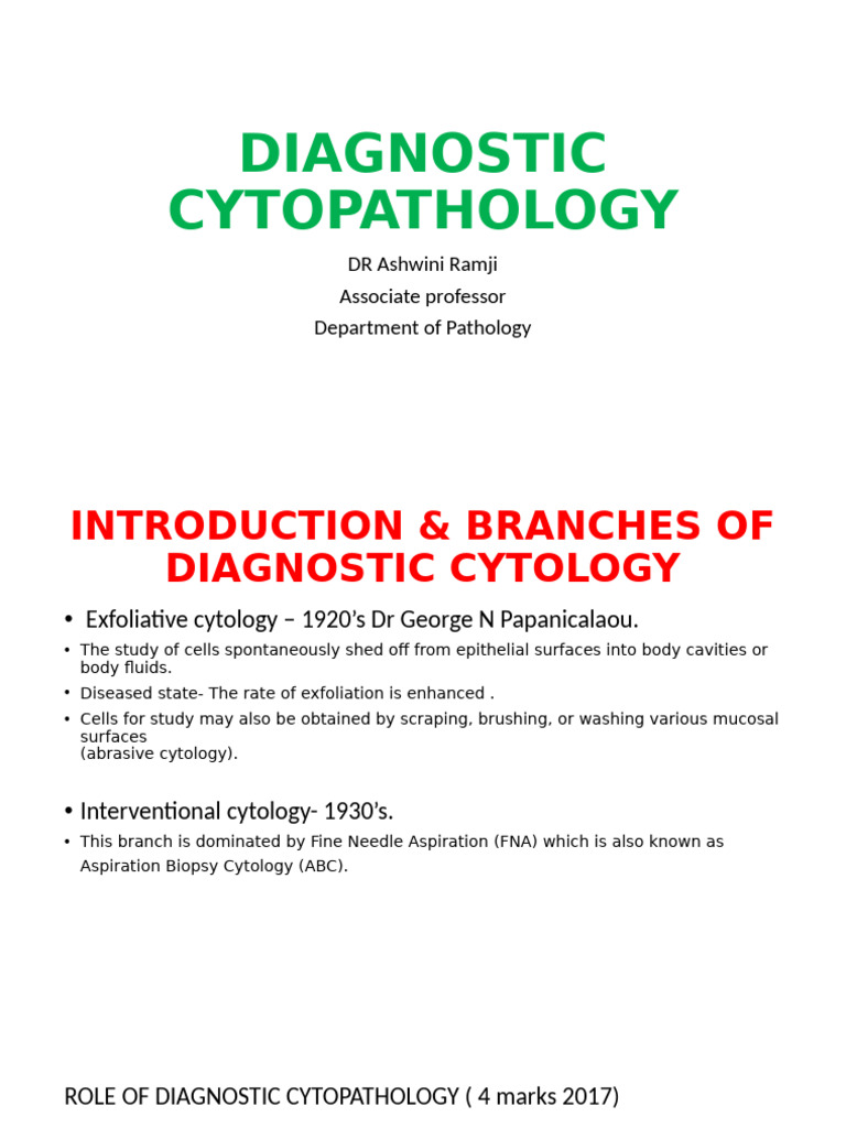 Diagnostic Cytopathology Overview | PDF | Cytopathology | Cervical Cancer