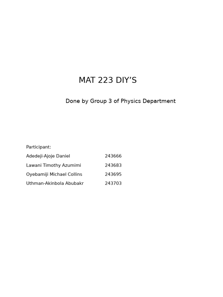 MAT 223 DIYs: Math Concepts Explained | PDF | Empty Set | Mathematical ...