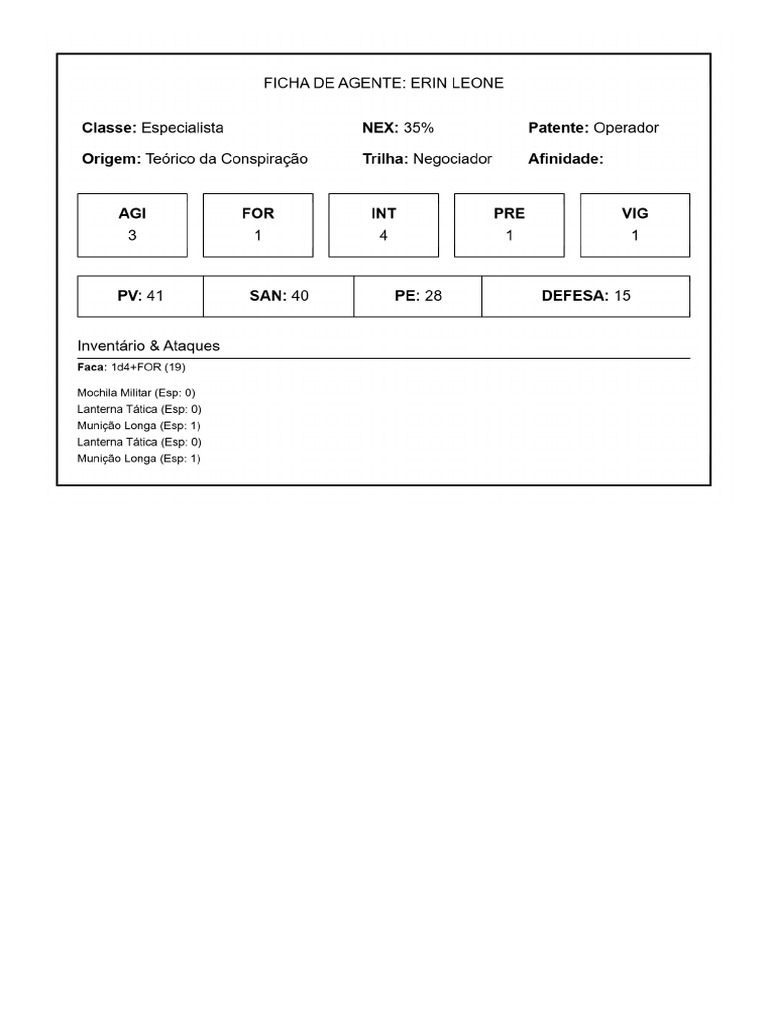 Ficha Erin Leone | PDF