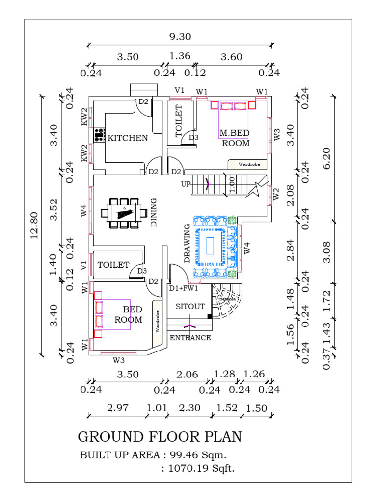 Ground Floor Plan Layout 99.46 Sqm | PDF