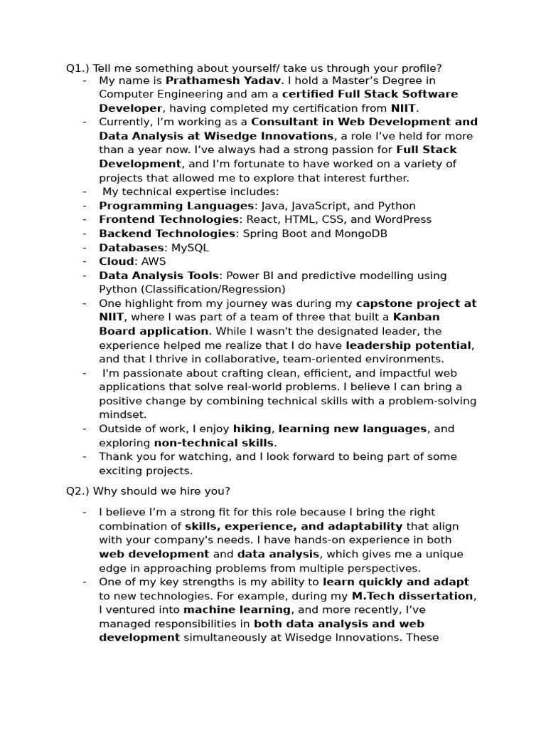 Full Stack Developer Profile Overview | PDF | Learning | Web Development