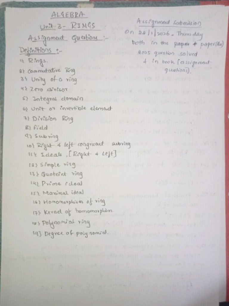 Algebra Unit-3 Assignment | PDF