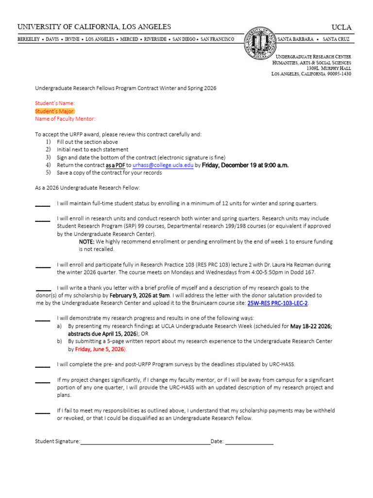 URFP Contract 2025-26 v2 | PDF | University Of California