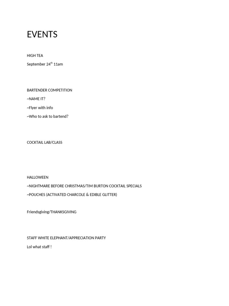 Upcoming Events and Activities Schedule | PDF
