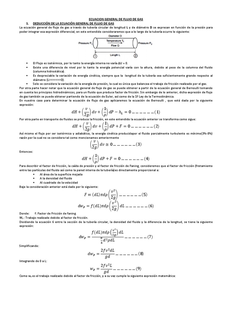 Ecuación General de Flujo de Gas | PDF | Fricción | Gases