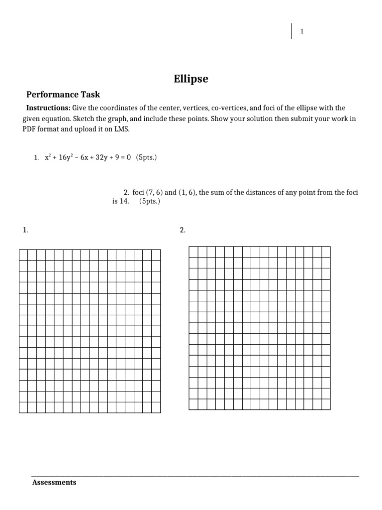 Ellipse Performance Task Instructions | PDF
