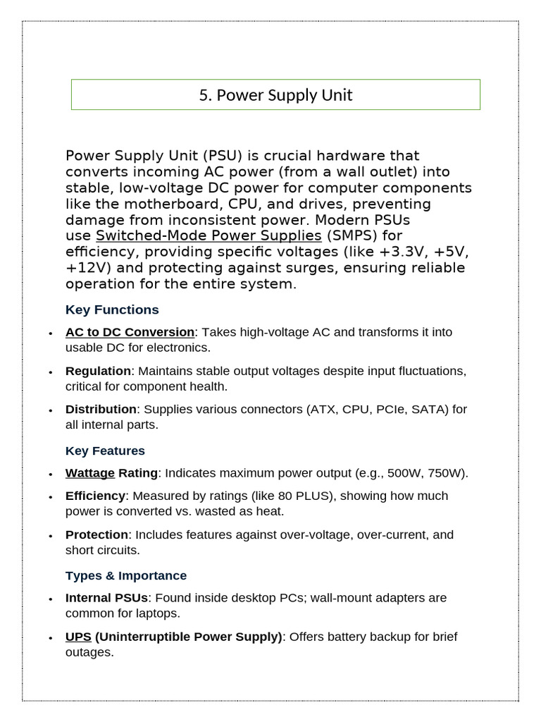 Power Supply Unit | PDF | Usb | Graphics Processing Unit