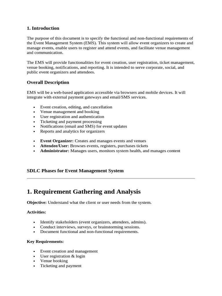 Event Management System Requirements Guide | PDF | Databases | Software ...