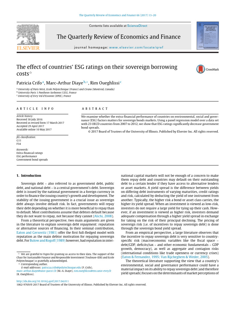 ESG Ratings and Sovereign Borrowing Costs | PDF | Debt | Bonds (Finance)