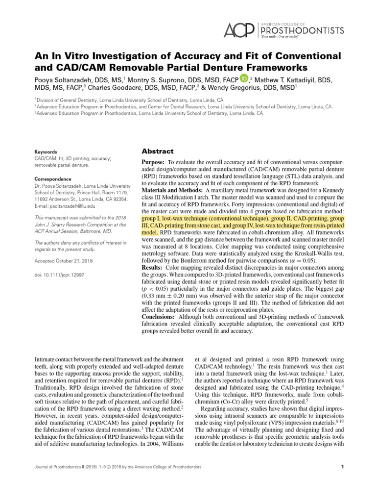 8. an in Vitro Investigation of Accuracy and Fit of Conventional and ...